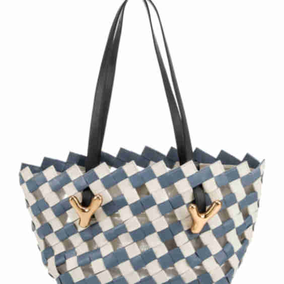 Leather Plaid Print Shoulder Bag