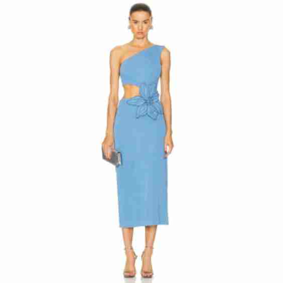 Flower Applique Midi Dress
