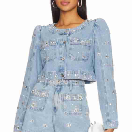 Hand-Beaded Cropped Jacket