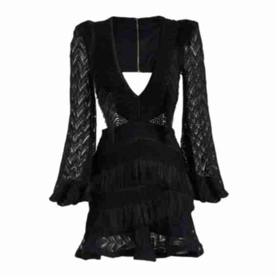 Fringe Cut-Out Mini Dress