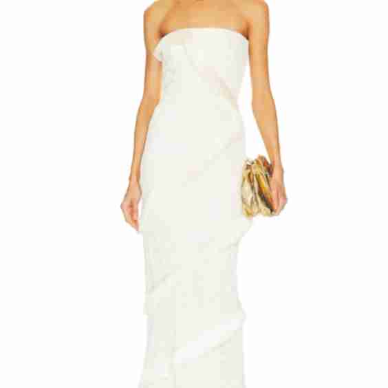 Strapless Fringe Trim Maxi Dress