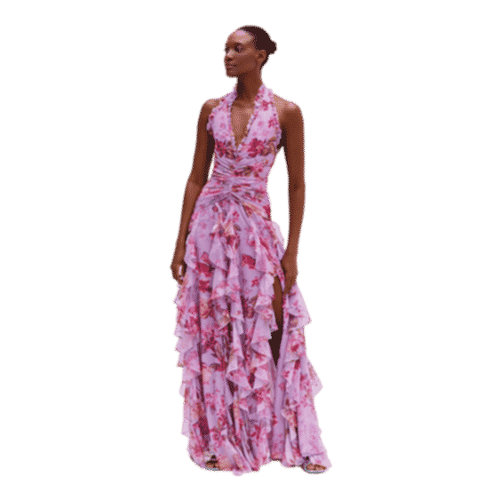 Floral Haze Stretch Tulle Maxi Dress