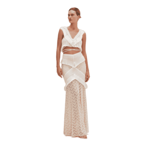 Fringe Trim Maxi Skirt