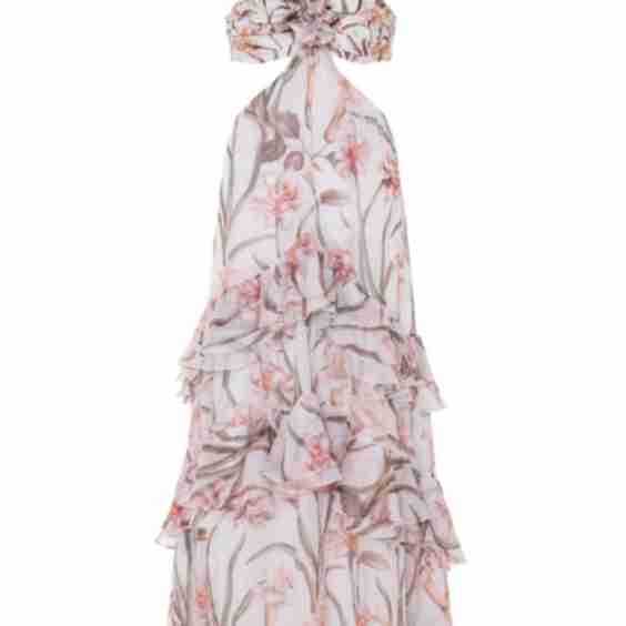 Botanic Retro Flower Applique Beach Dress