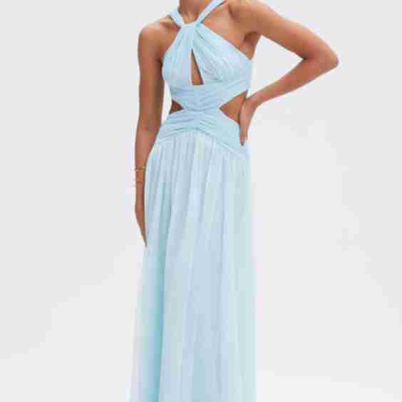Silk Plisse Essence Halterneck Gown