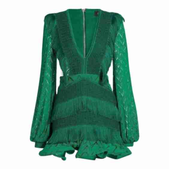 Long Sleeve Fringe Mini Dress