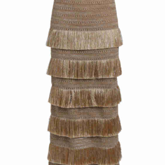 Metallic Fringe Maxi Skirt