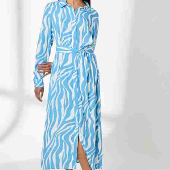 Animal Belted Button Through Shirt Dress