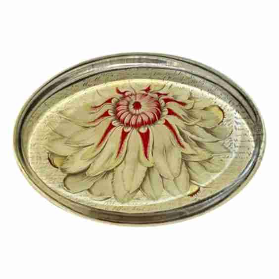 Oval Glass Vintage Floral Paper Weight