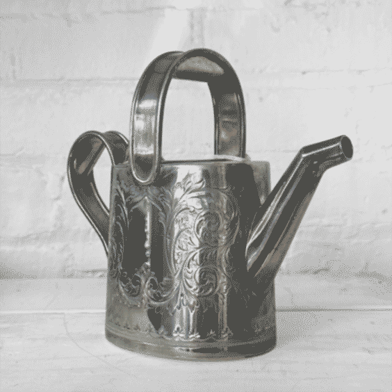 Antique Engraved Silver-Plated Watering Can Teapot