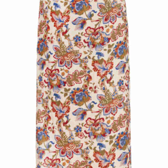 Bettina Wrap-Effect Printed Linen Midi Skirt