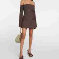 knee length dresses for ladies Shea Square Neckline Ruched Mini Dress Soft Olive