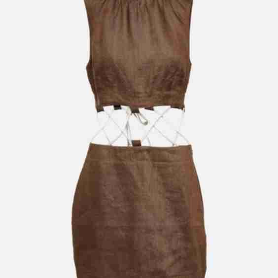 Cut-Out Linen Minidress