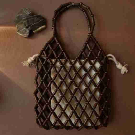 Bamboo Beaded Bucket Bag