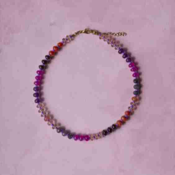 Raspberry Fizz Candy Beaded Necklace