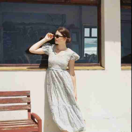 Emilia Day Dress Vintage Posy Bleu