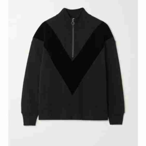 Velvet-Trimmed Merino Wool Sweater