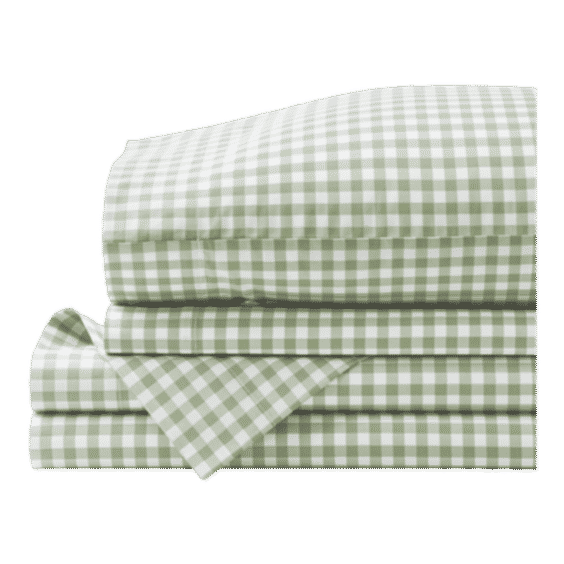 Ditsy Gingham Cotton Percale Bed Sheet Set