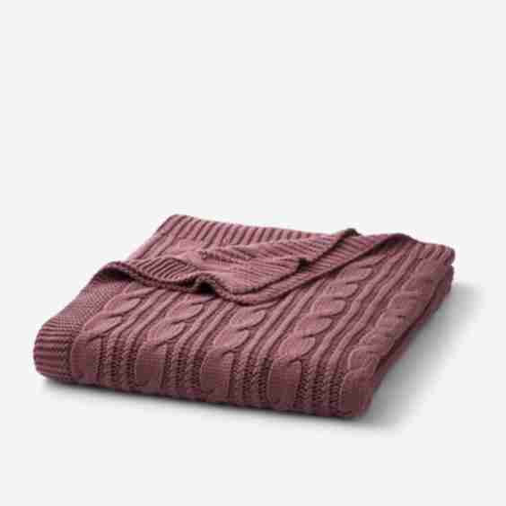 Chunky Cable Knit Throw Rose