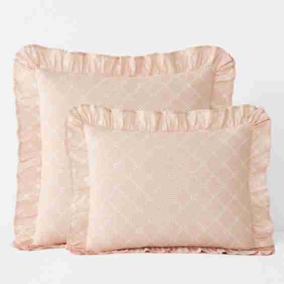 Eyelet Ruffle Classic Cool Yarn-dyed Cotton Percale Sham 