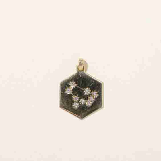 Diamond Gemini Constellation Zodiac Pendant 