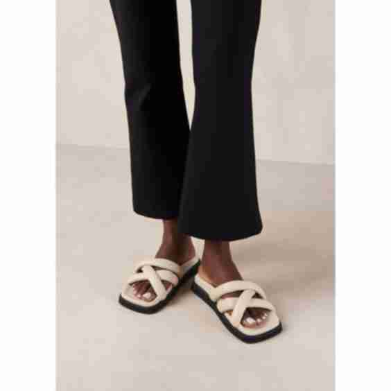 Slip On Cross Leather Sandals