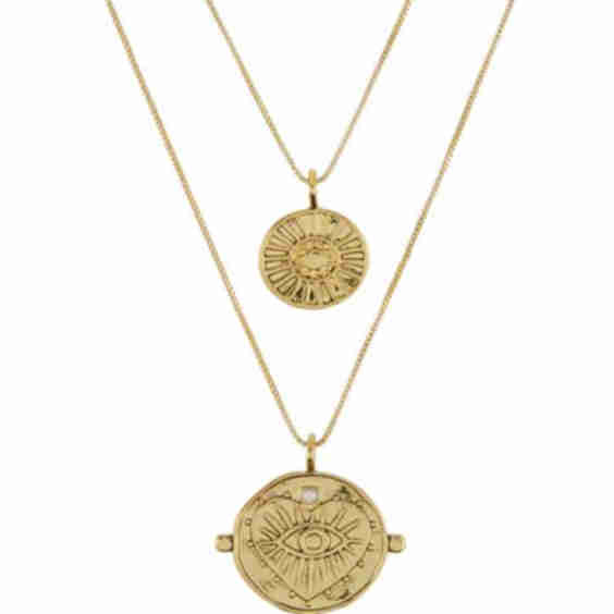 Evil Eye Double Coin Necklace