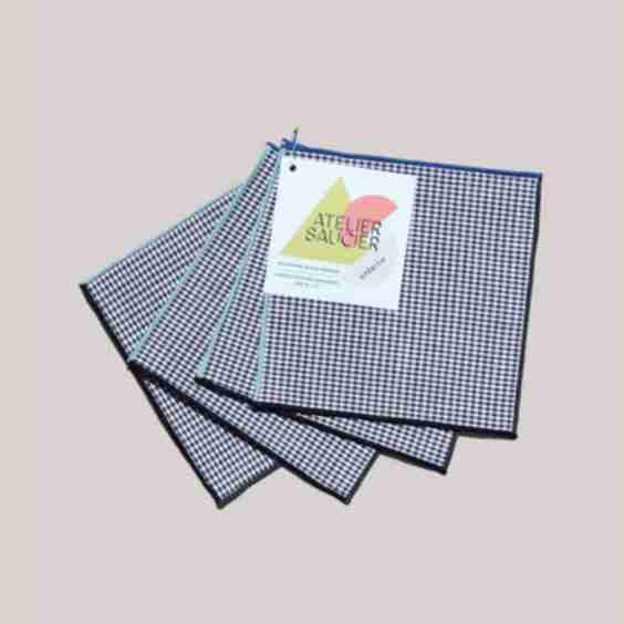 Retro Gingham Cocktail Napkins | Set of 4