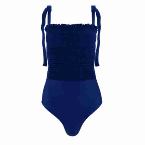 Women's Navy Smocked One Piece