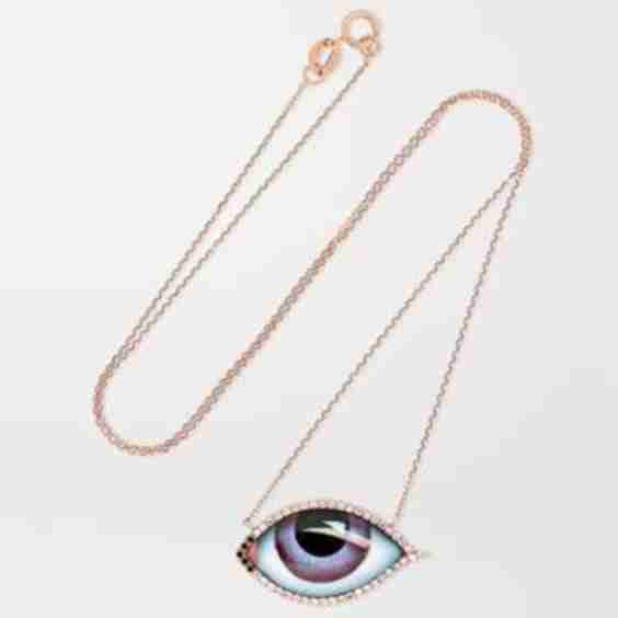 Tu Es Partout 14-Karat Rose Gold, Enamel And Diamond Necklace