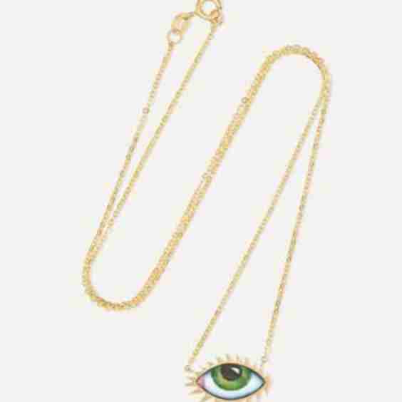 Tu Es Partout 14-Karat Gold Enamel Necklace