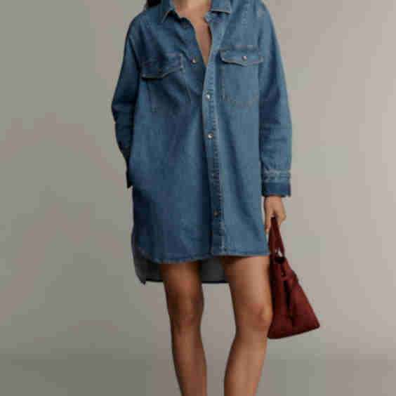 Long-Sleeve Denim Shirt Dress