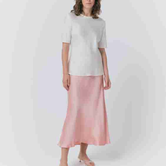 Satin Midi Slip Skirt