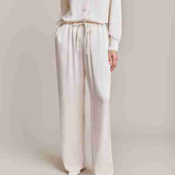 Satin Drawstring Wide Leg Trousers