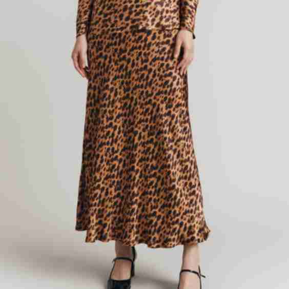 Animal Print Midi Slip Skirt