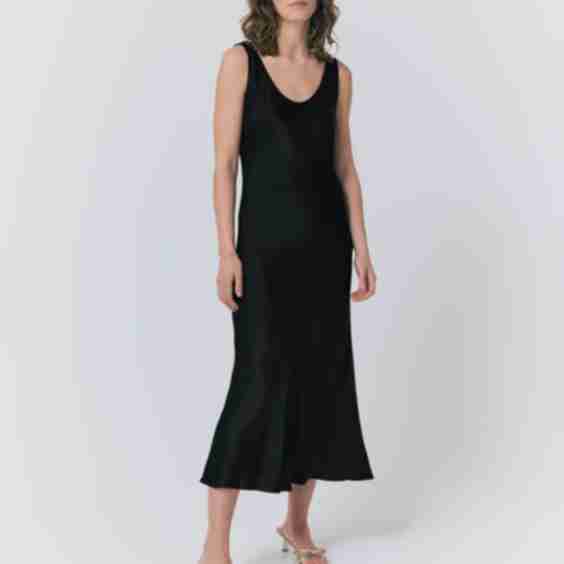 Palm Satin Midi Slip Dress
