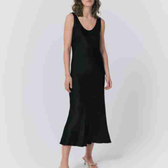 Satin Scoop Neck Midi Slip Dress