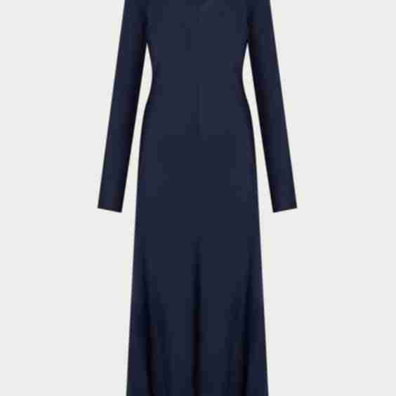 Satin Round Neck Midi Column Dress