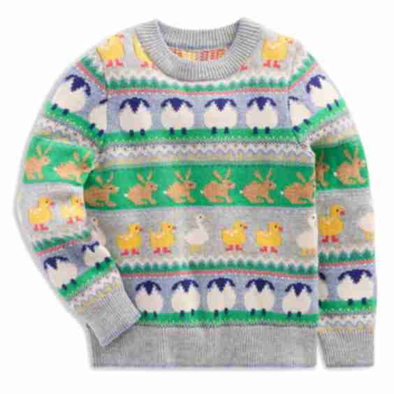 Kids' Animal Fair Isle Crewneck Sweater