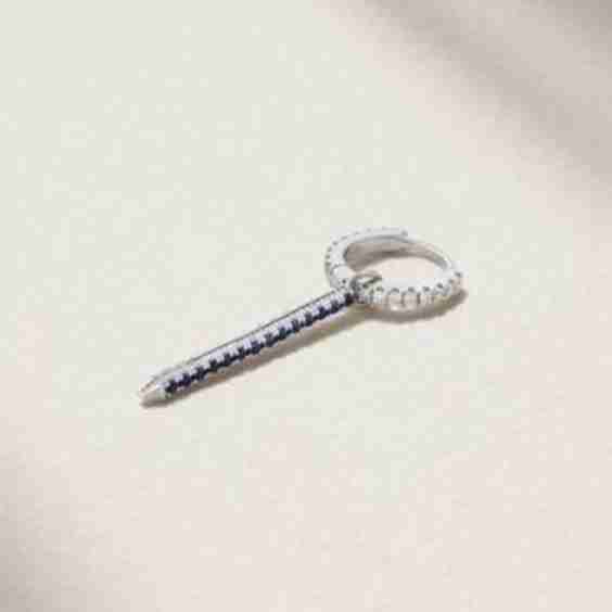 Eternity Bar 6.5mm 18-Karat White Gold, Diamond And Sapphire Single Hoop Earring