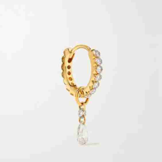 Petite Double 18-Karat Gold Diamond Hoop Earring