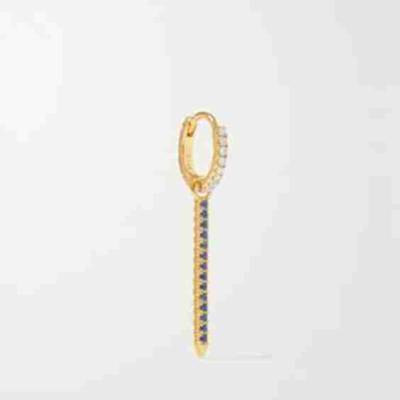 Eternity Bar 6.5mm 18-Karat Gold, Diamond And Sapphire Single Hoop Earring