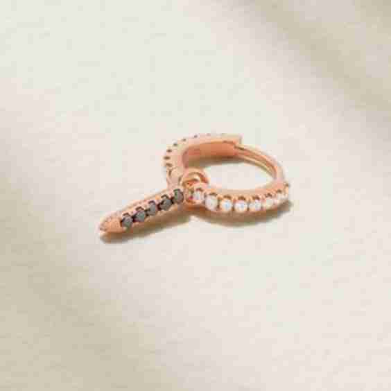 Eternity Bar 6.5mm 18-Karat Rose Gold Diamond Single Hoop Earring