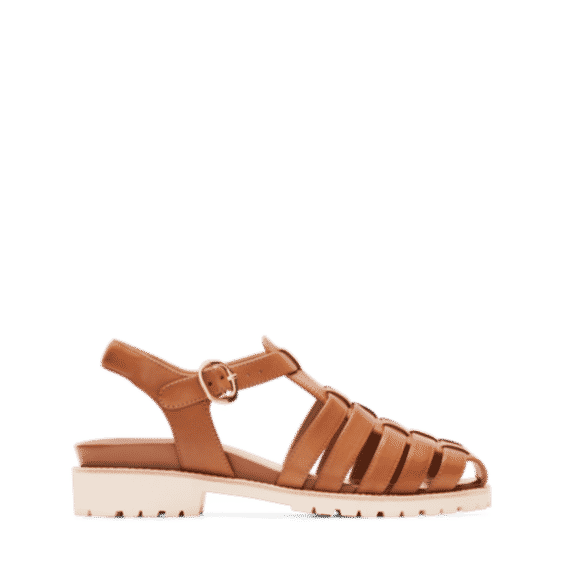 Bittern Leather Flat Sandals