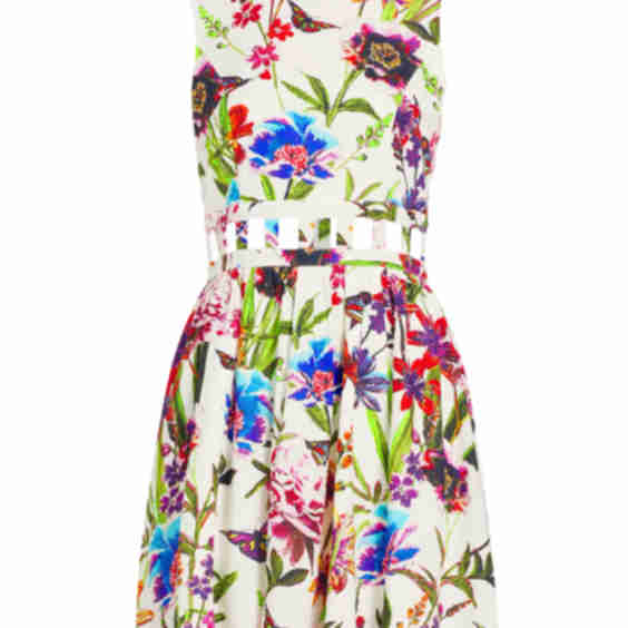 Floral Linen Blend Cut Out Minidress