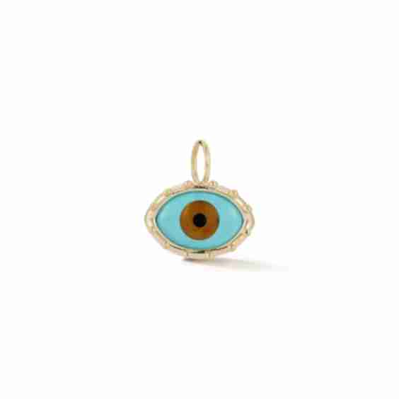 Turquoise Tigers Eye and Onyx Evil Eye Charm