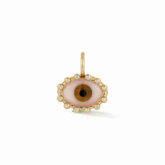 Diamond Lashes Pink Opal Tigers Eye And Onyx Evil Eye Charm