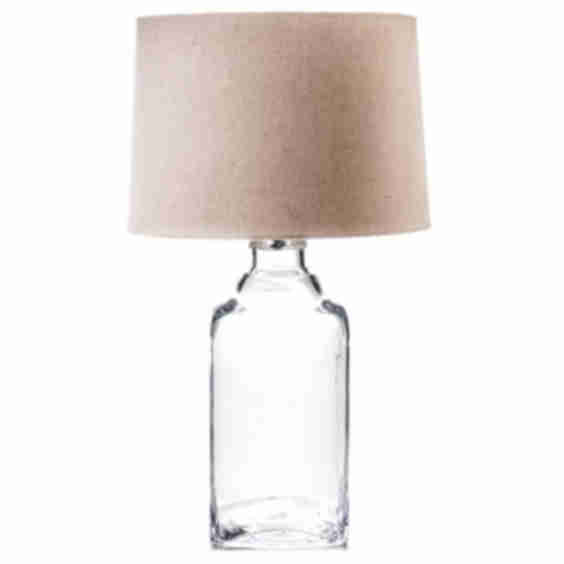 Simon Pearce Woodbury Modern Barrel Shade Clear Glass Table Lamp