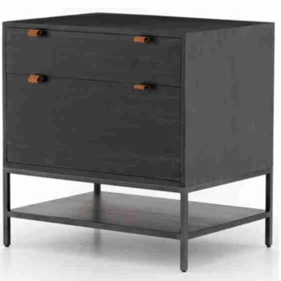 Theodore Industrial Loft Black Wood Filing Cabinet