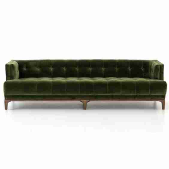 Allen Mid Century Velvet Wood Frame Blind Tufted Sofa